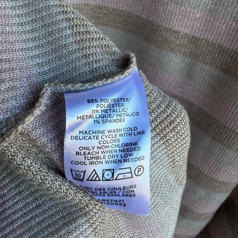 Loft Multicolor Metallic Striped Long Sleeve Pullover Sweater Women's Size XL. - Picture 4 of 8
